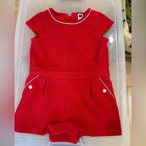 Janie and Jack Poppy Garden Red Quilted baby Romper